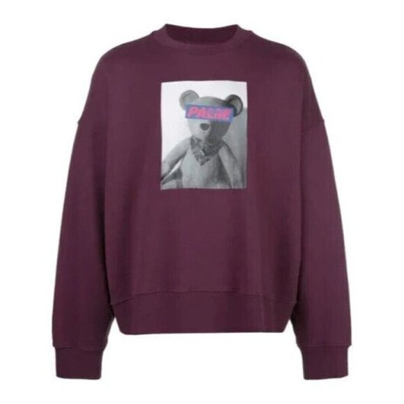 Palm Angels Teddy Bear Print Sweatshirt L Mens Plum - Picture 12 of 16